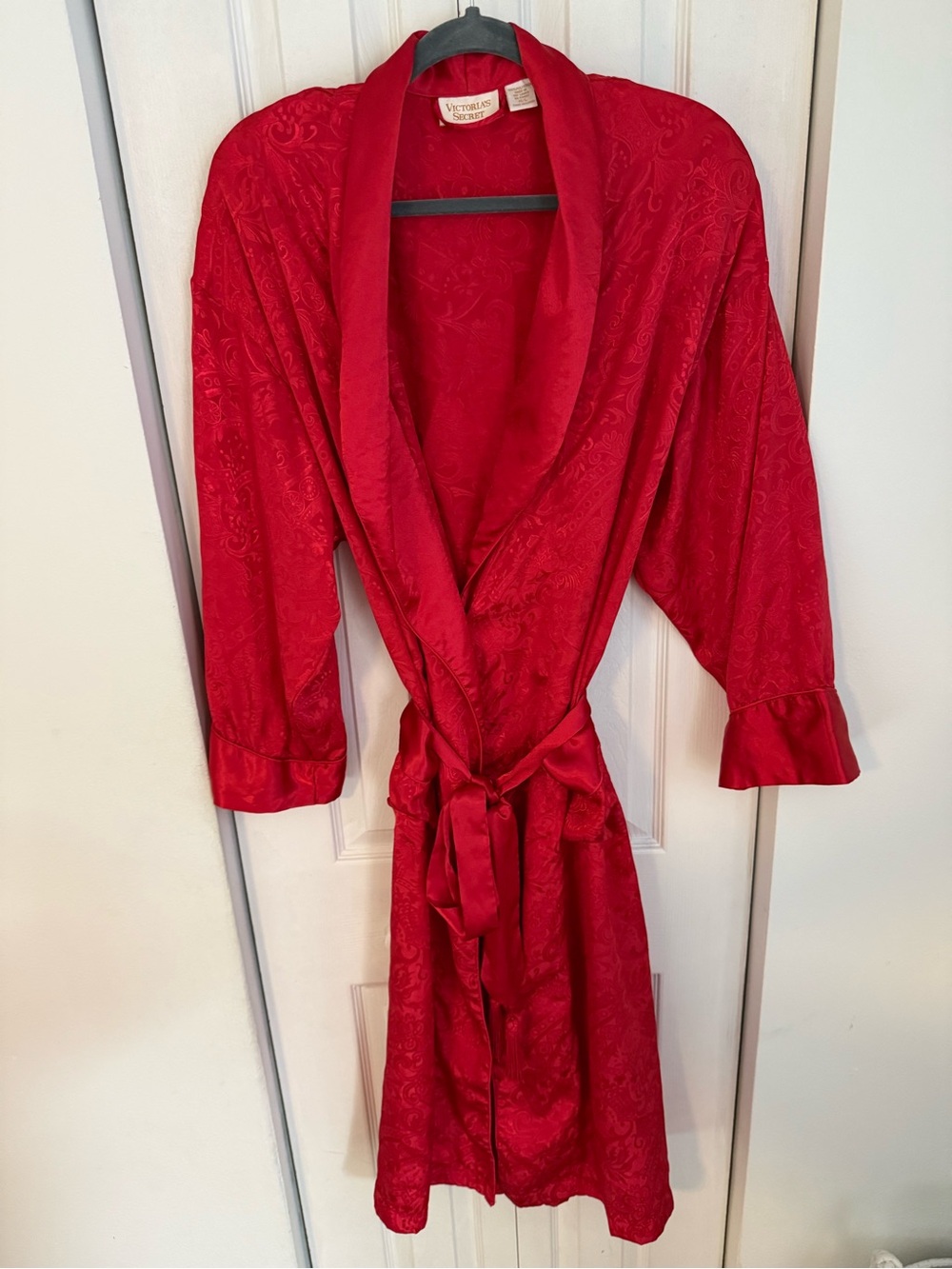 Vintage Gold Label Victoria Secrets Satin Robe Belted With Tassels